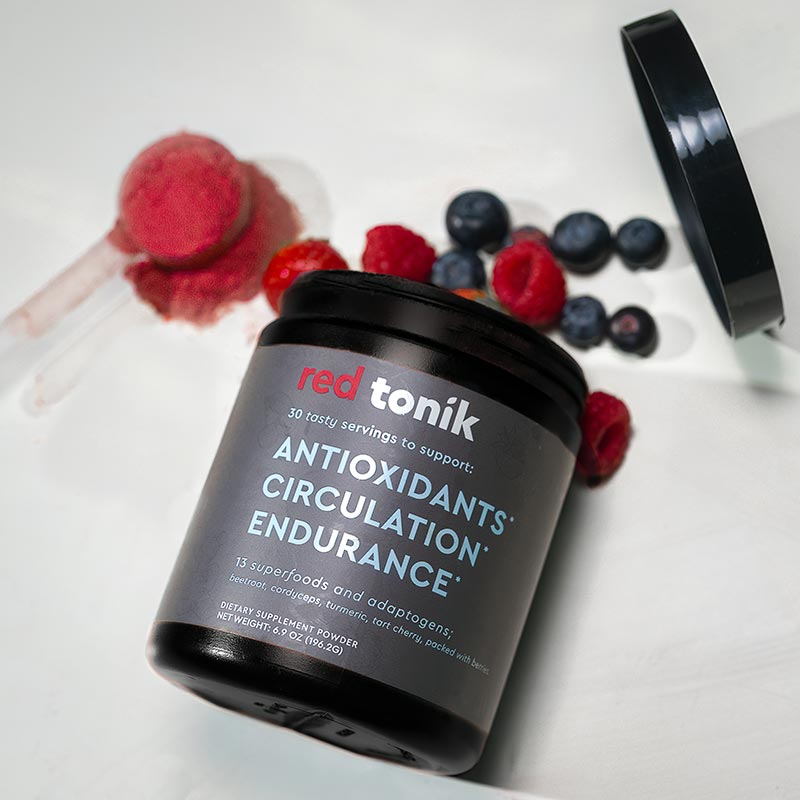 Red Tonik open showing berries and powder