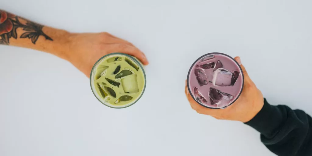 Glass jars with smoothies